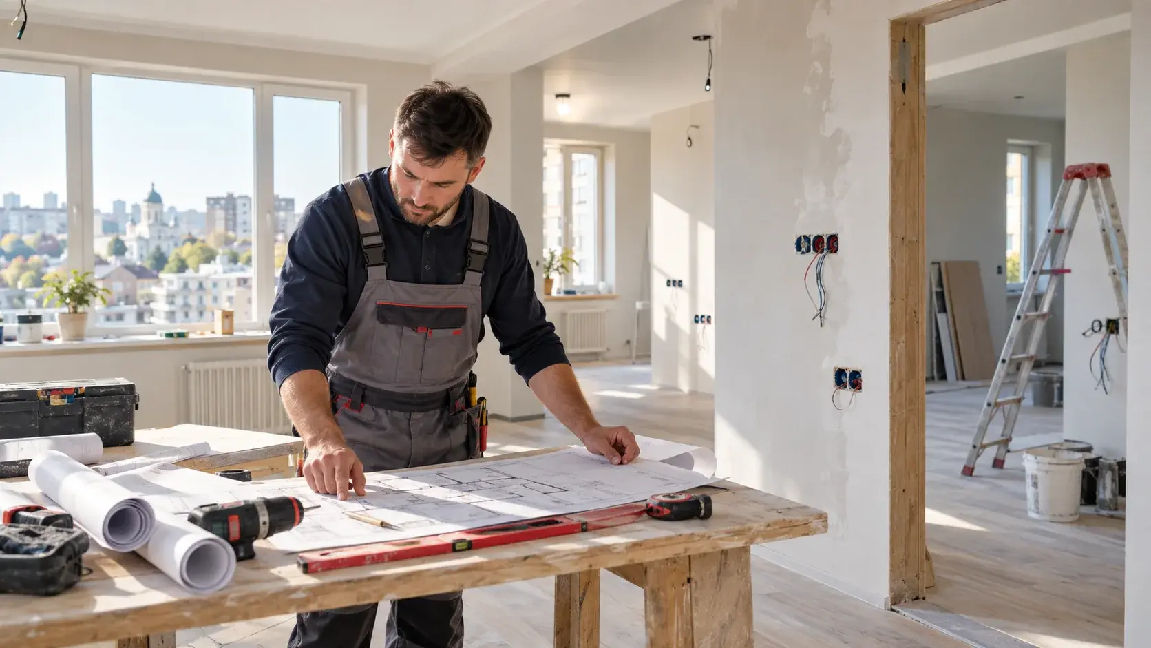 Professionals discussing an apartment renovation plan